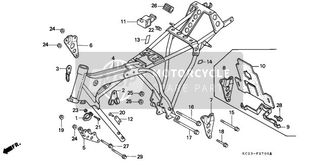 Honda CM125C 1992 Corpo del telaio per un 1992 Honda CM125C